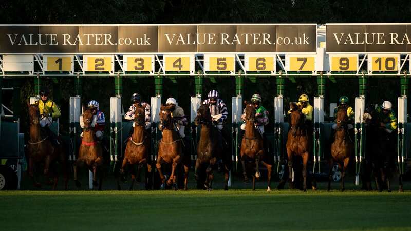 WINDSOR, ENGLAND - JUNE 22: Runners in the Free Tips Daily On attheraces.com Handicap break from the stalls in the final race of the evening at Windsor Racecourse on June 22, 2020 in Windsor, England. (Photo by Edward Whitaker/Pool via Getty Images)