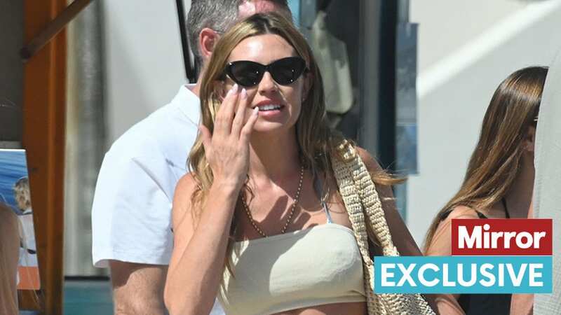 Abbey Clancy was snapped by the pool the next day in Faro, Portugal (Image: Z.J / BACKGRID)