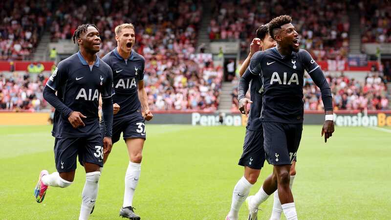 Emerson Royal of Tottenham Hotspur celebrates after scoring the team