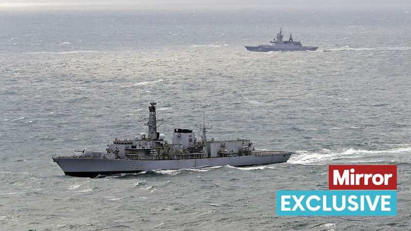 A Royal Navy warship shadows a Russian vessel in UK waters (Image: REX/Shutterstock)