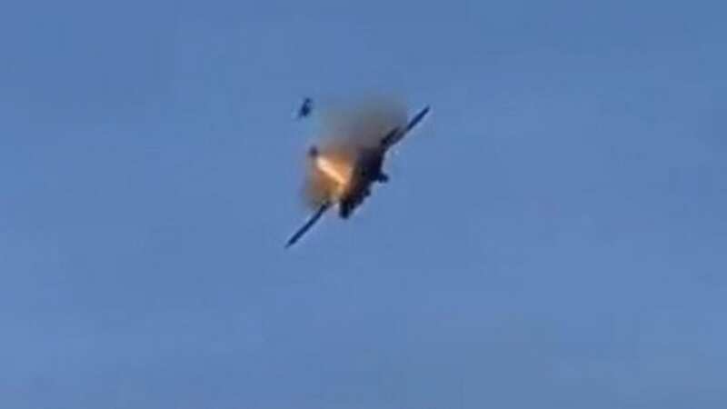 Plane explodes in fireball at air show as pilots eject from aircraft in mid-air