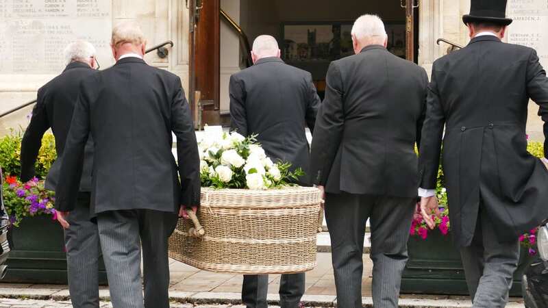 The coffin of Vince Hill arrives at Henley Town Hall for his funeral and celebration if his life (Image: Geoffrey Swaine/REX/Shutterstock)