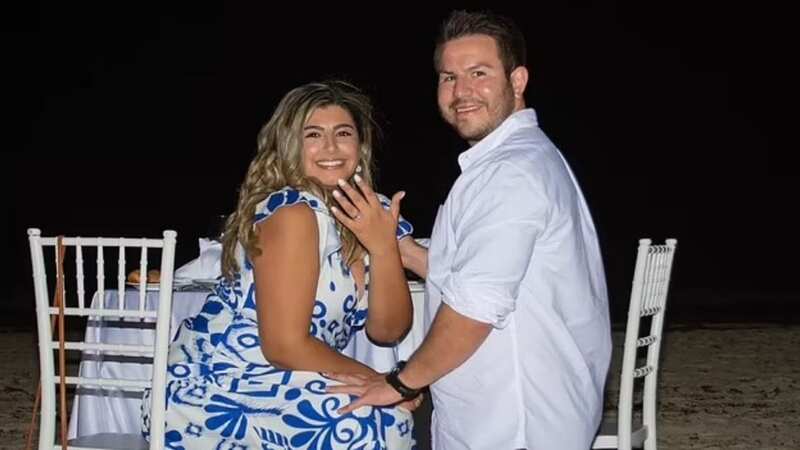 Sasha and Daniel got engaged after falling in love during a flight from the United States to London (Image: TheKnot)