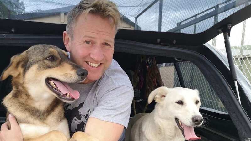 Former Royal Marine Pen Farthing with two dogs before they were evacuated from Afghanistan (Image: @penfarthing/Instagram)