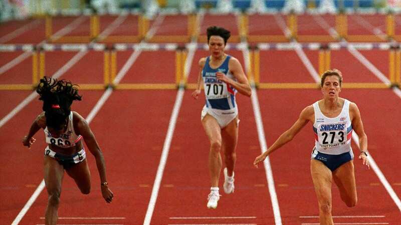 Gunnell beats Sandra Farmer-Patrick to gold at the 1993 World Championships in Stuttgart (Image: Getty Images)