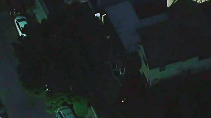 The scene at the house as shown on local TV reports (Image: KABC)