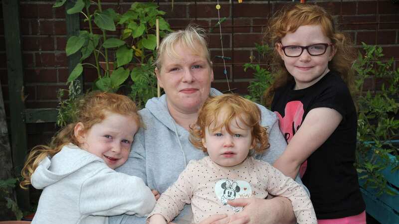Angela Gilmour with children Kirsty Fitzpatrick, seven, Leela Fitzpatrick, five, and 18-month old Angelina Fitzpatrick (Image: Andrew Neil)
