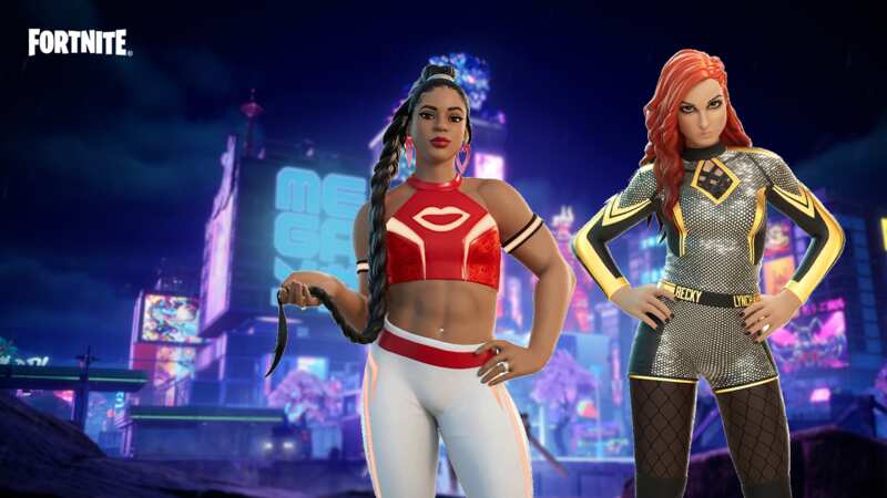 Bianca Belair and Becky Lynch are taking the fight out of the ring and into Fortnite later today (Image: Epic Games)
