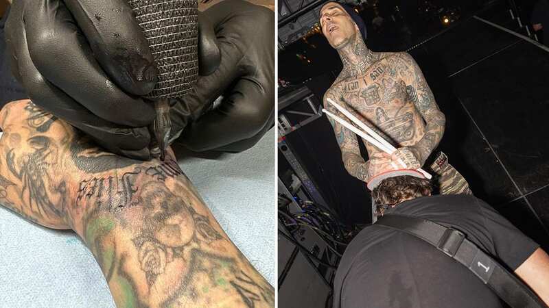 Travis Barker fans got a glimpse at a new tattoo