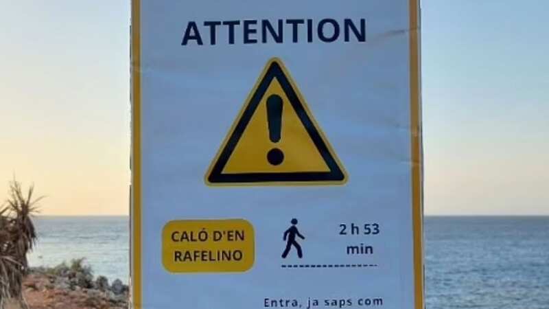 People who can read the local Catalan dialect have spotted the cheeky reality of the sign (Image: Twitter)
