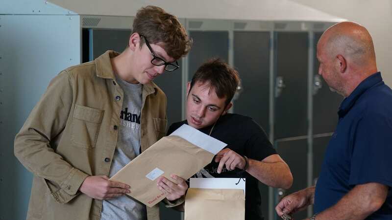 Mixed emotions were seen today as pupils received their A-level results amid a drop in top grades (Image: SWNS)