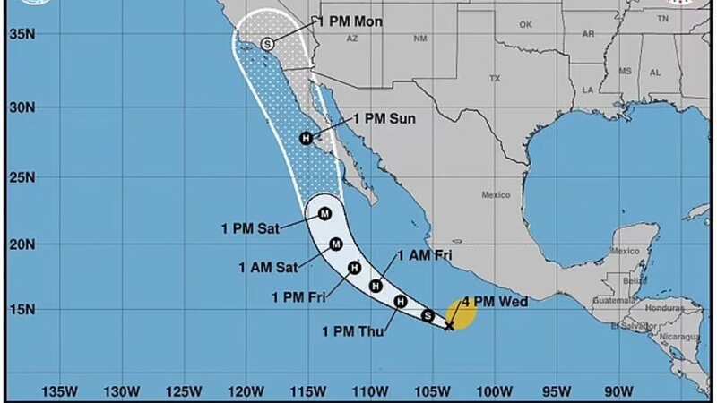 Hurricane Hilary forming off the coast of Mexico (Image: AP)