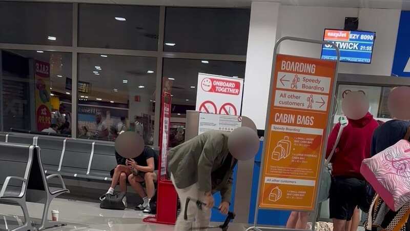 Wild moment easyJet passenger tears suitcase to pieces to swerve baggage fee