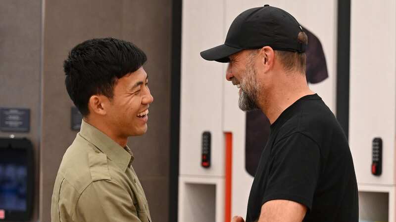Wataru Endo with Jurgen Klopp (Image: Liverpool FC via Getty Images)