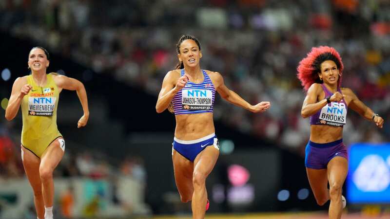 In a class of her own: Johnson-Thompson wins 200 metres to go second at halfway point in heptathlon (Image: AP)