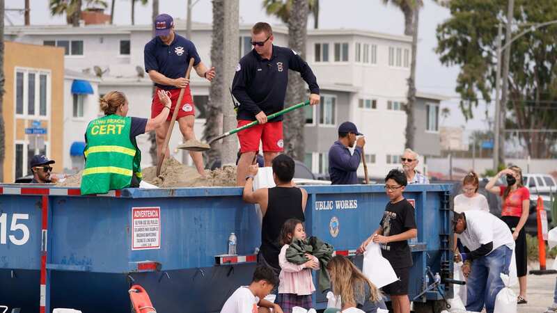 Long Beach Lifeguards have been filling sandbags for residents ahead of Hurricane Hilary