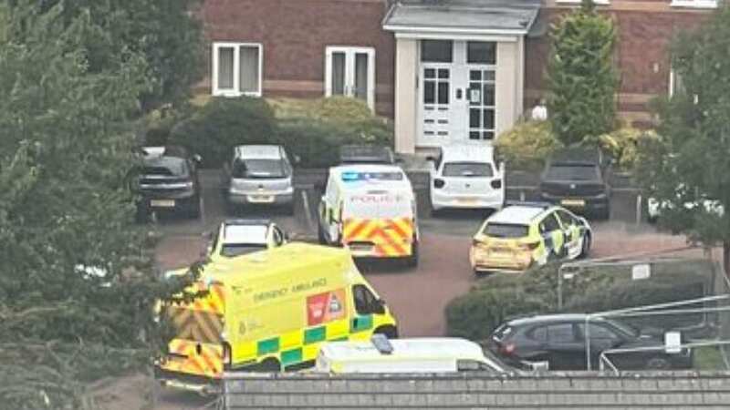 Police at the scene in Salford on Friday (Image: MEN/UGC)