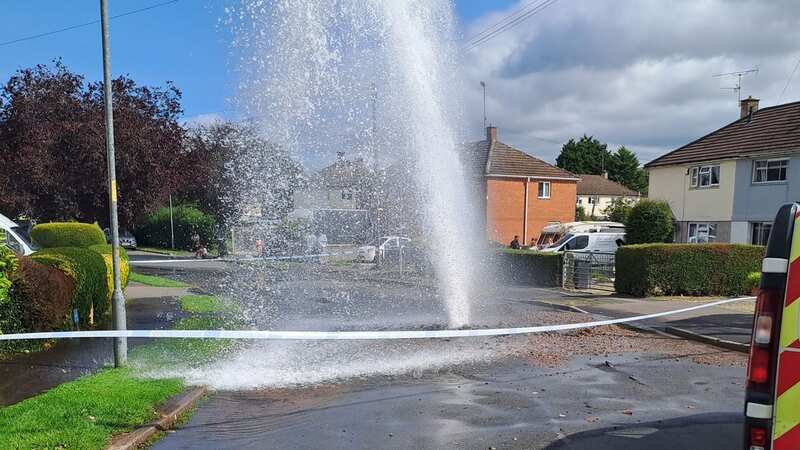 Police officers have been at the scene of a major burst water main in Worcester (Image: @SWorcsCops/Twitter)