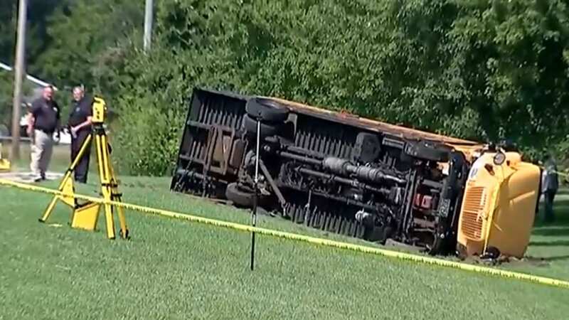 Tragically one child died at the scene after being ejected from the bus (Image: WHIO TV 7)