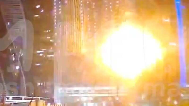 The high-rise was hit by one of three military UAVs to target Moscow overnight (Image: Mash/e2w)