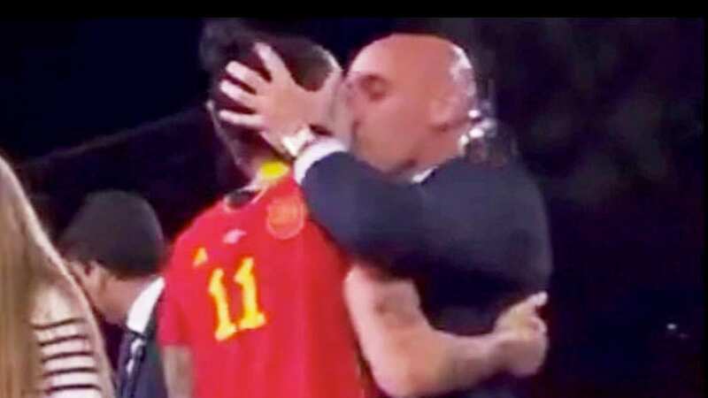Spanish FA president Luis Rubiales caused outrage after kissing Jenni Hermoso on the lips (Image: TWITTER)