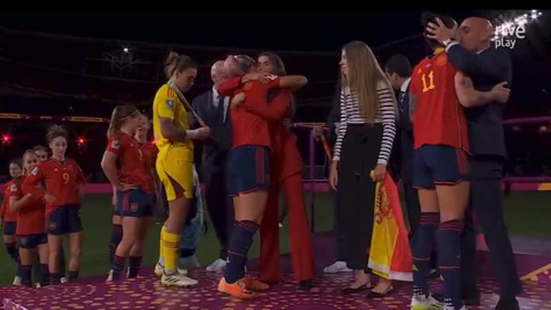 Jenni Hermoso was kissed on her lips by Spain FA president Luis Rubiales (Image: RTVE)