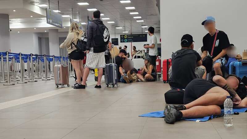 Holidaymakers at Corfu airport have been left sleeping on the floor (Image: Supplied)