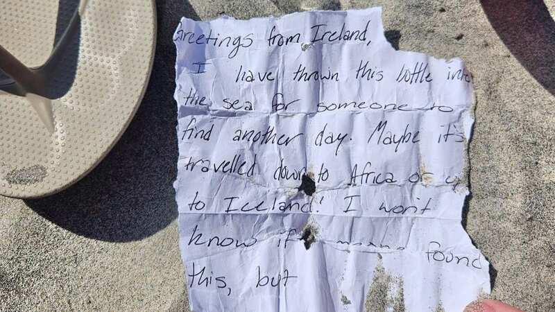 A family cleaning up rubbish on a US beach has found a message in a bottle that was thrown into the sea in Ireland (Image: Jam Press)