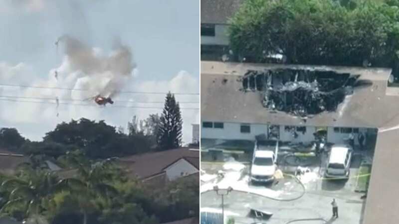 Two killed as helicopter crashes into home after bursting into flames mid-air