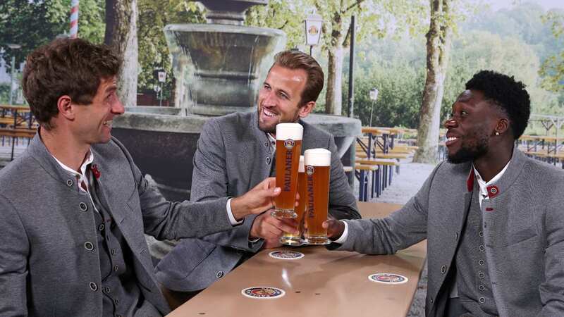 Harry Kane dons lederhosen and chugs beer as star takes Germany legend