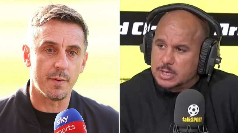 Gary Neville was on co-commentary duty for Salford against Leeds (Image: Getty Images)