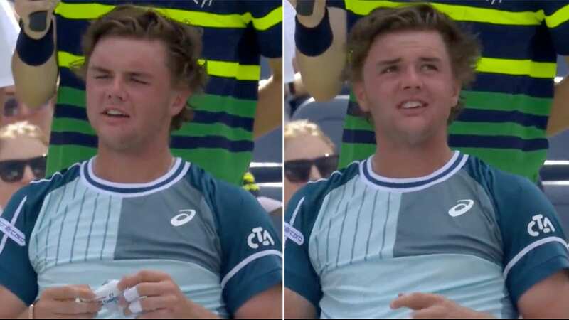 Dominic Stricker was singing along to ‘I Wanna Dance with Somebody’ by Whitney Houston in his last changeover before beating Stefanos Tsitsipas at the US Open (Image: Sky Sports)