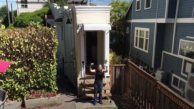 The entrance to a tiny home in Seattle known as the 