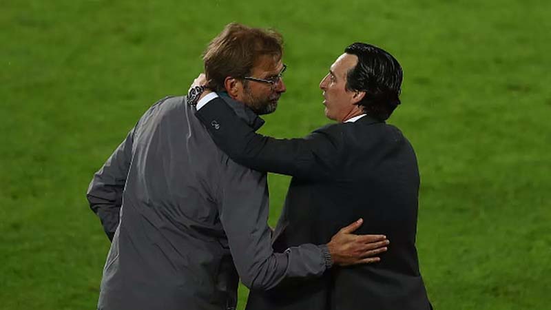 Jurgen Klopp (left) and Unai Emery after the 2016 Europa League final (Image: GETTY)