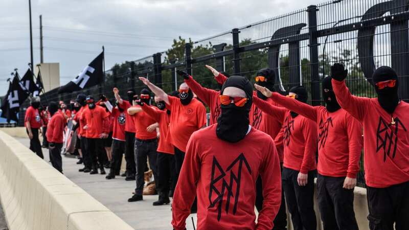 Blood Tribe and Goyim Defense League held a rally as a third group descended on Disney World (Image: Getty Images)