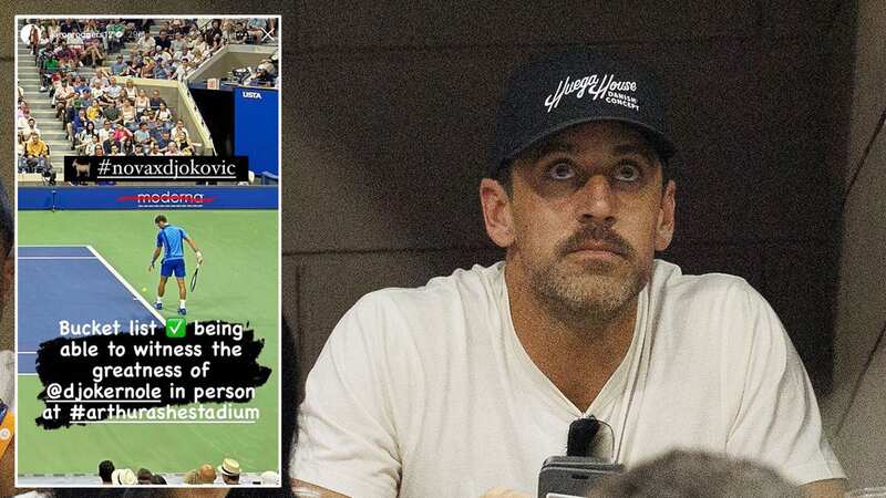 Aaron Rodgers watched Novak Djokovic compete at the US Open (Image: Clive Brunskill/Getty Images)