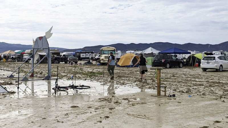 Burning Man has been a washout for revellers (Image: Kyodo)