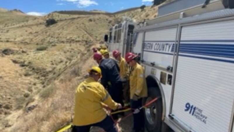 Teams of firefighters used their training wisely and managed to construct a rope system to get the patient to safety (Image: Kern County Fire Department)