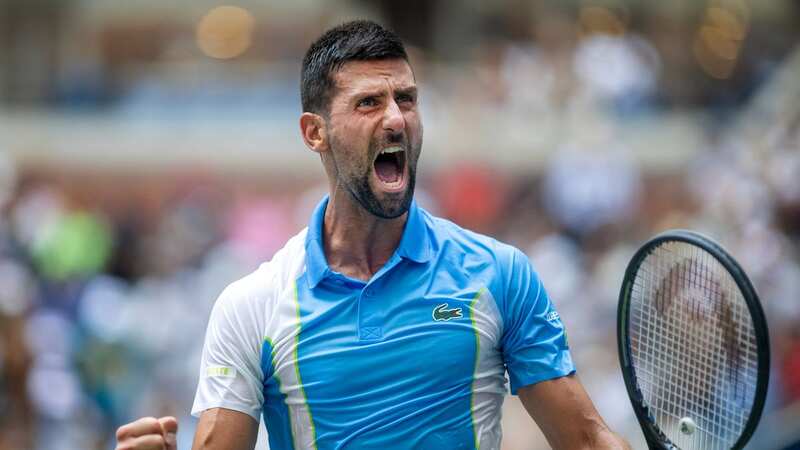 Novak Djokovic celebrates his victory against Taylor Fritz at the US Open