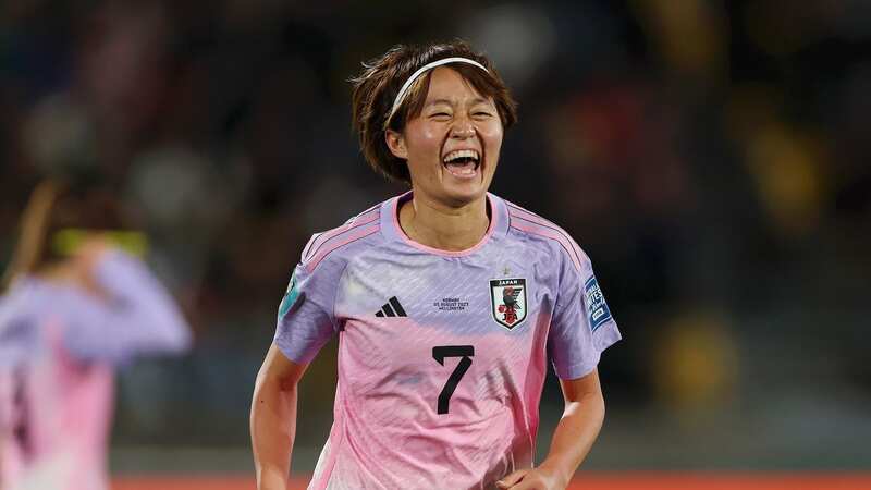 Hinata Miyazawa celebrates scoring her fifth goal of the tournament (Image: Katelyn Mulcahy - FIFA/FIFA via Getty Images)