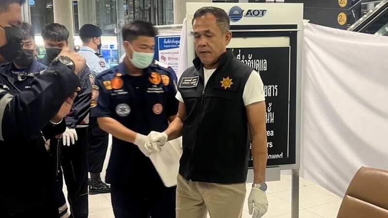 Police at the scene at Suvarnabhumi International Airport in Bangkok (Image: ViralPress)