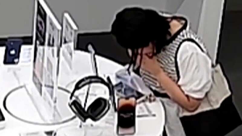 Footage shows how woman stole £700 iPhone from Apple store using only her teeth