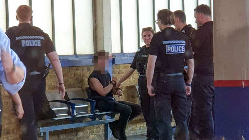 Police swooped on a man at Banury Station in Oxfordshire earlier today, but they had the wrong man (Image: SWNS)
