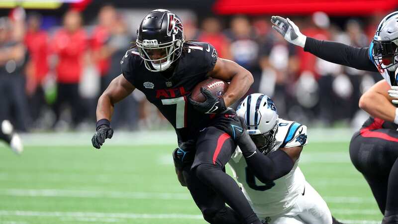 Bijan Robinson started his NFL debut in style with an 11-yard touchdown grab. (Image: Kevin C. Cox/Getty Images)