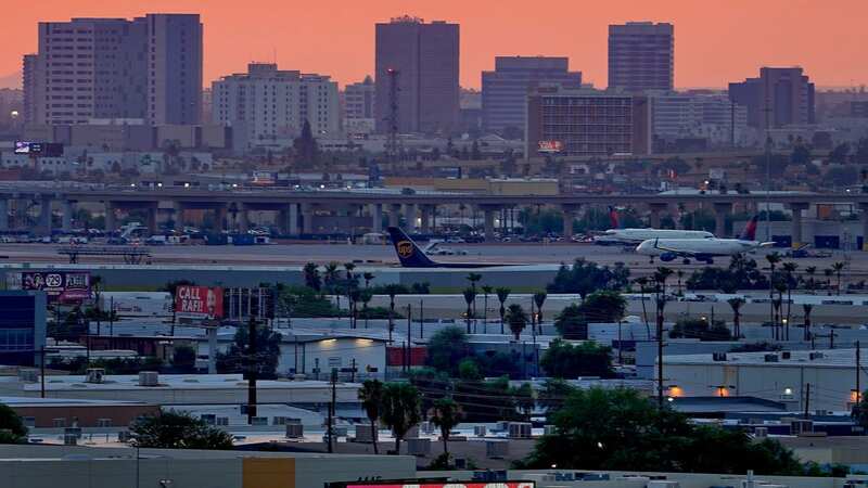 Temperatures sizzle as planes taxi at Sky Harbor International Airport in Phoenix (Image: AP)