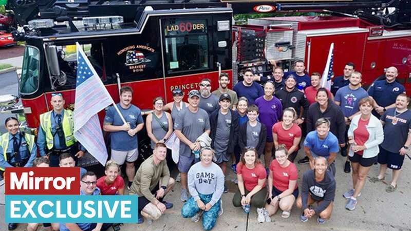 The team are helped with accommodation and provisions from fire stations on their epic journey, and here the 9.11 Promise runners are pictured with members of the Princeton Fire Department in New Jersey (Image: the911promise/Instagram)