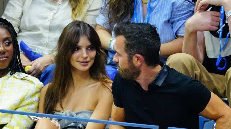 Emily Ratajkowski and Justin Theroux were cosying up to each at the US Open over the weekend (Image: GC Images)