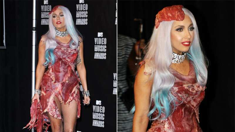 Lady Gaga caused a sensation when she stepped out at the 2010 VMAs in a beef dress
