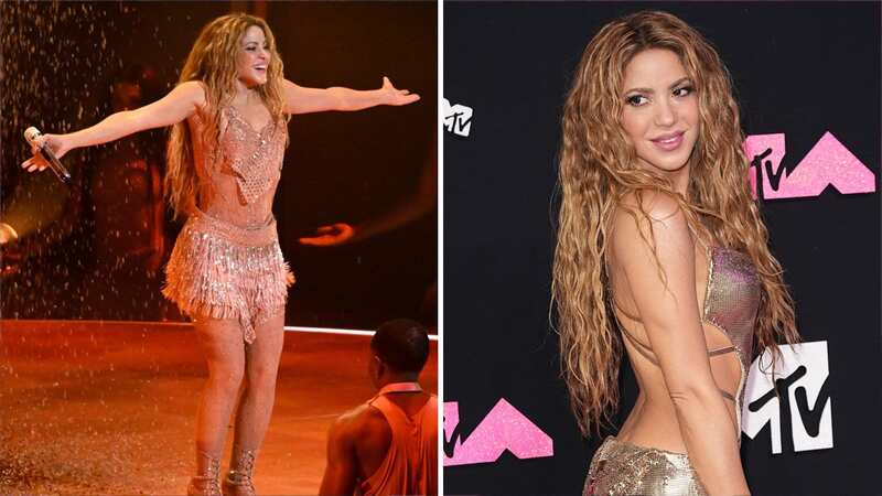 Shakira wows in teeny gold two-piece as she performs at VMAs