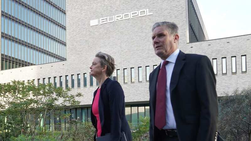 Keir Starmer and Shadow Home Secretary Yvette Cooper arriving at Europol in the Hague (Image: PA)
